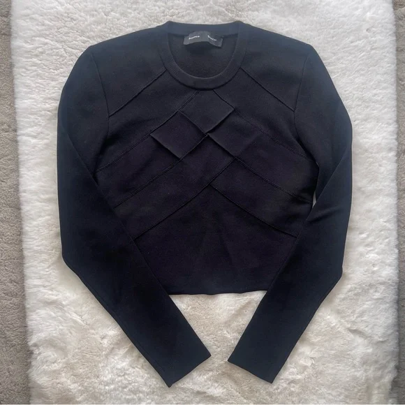 Proenza Schouler Black Knit Cropped Sweater - Picture 5 of 8